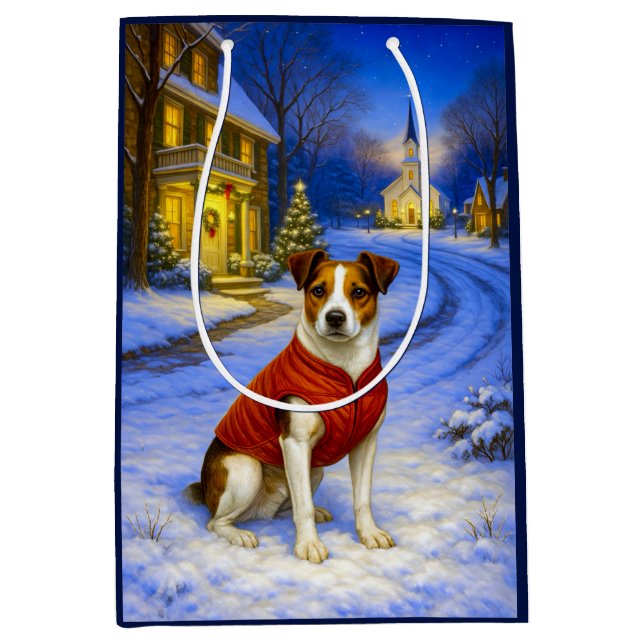 Bolsa De Regalo Mediana Danish-Swedish Farm Dog Holiday Card (Anverso)