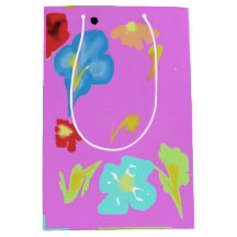 Bolsa de regalo mediana de arte floral colorido ab