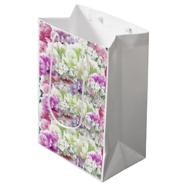 Bolsa de regalo mediana de flores de ramo mixto mu (Angulo Anverso)
