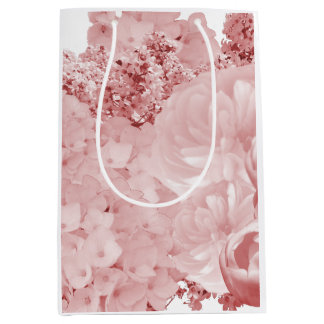 Bolsa de regalo mediana de flores rosadas sonrojad