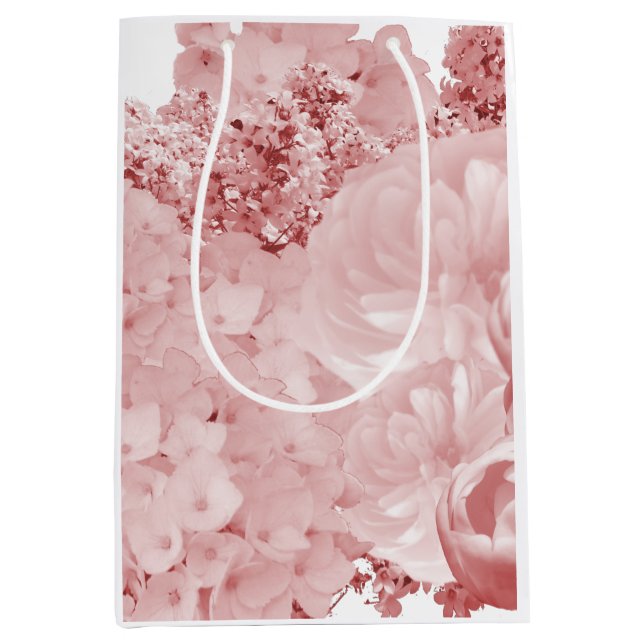 Bolsa de regalo mediana de flores rosadas sonrojad (Anverso)