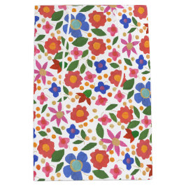 Bolsa de regalo mediana de impresión floral estilo