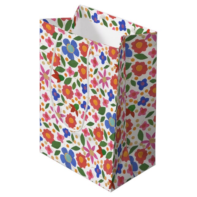 Bolsa de regalo mediana de impresión floral estilo (Angulo Anverso)