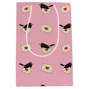 Bolsa De Regalo Mediana De mirlo con amor