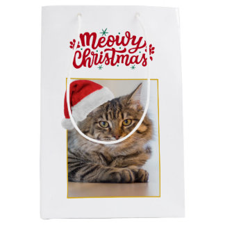 Bolsa de regalo mediana de Navidad Meowy con foto