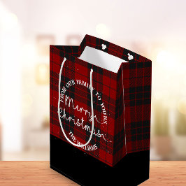 Bolsa De Regalo Mediana De nuestra familia a su nombre Navidades rojos