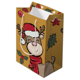 Bolsa de regalo mediana de reno y morera roja