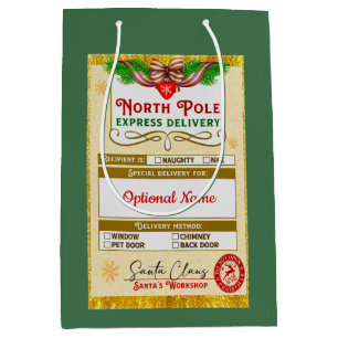 Bolsa De Regalo Mediana De Santa North Pole Express Travieso o Bueno