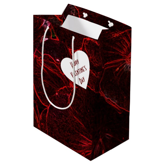 Bolsa de regalo mediana de violas rojas neón (Angulo reverso)