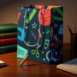 Bolsa De Regalo Mediana De vuelta a la escuela suministros azules