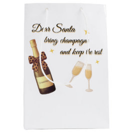 Bolsa De Regalo Mediana Dear Santa Champagne Design