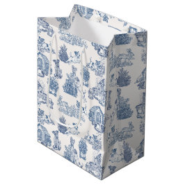 Bolsa De Regalo Mediana Decoración de Jack Russell con Toile Azul