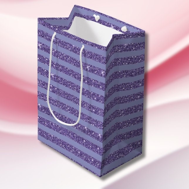 Bolsa De Regalo Mediana Deep Amethyst Glitter Style Horizontal Stripes  (Subido por el creador)