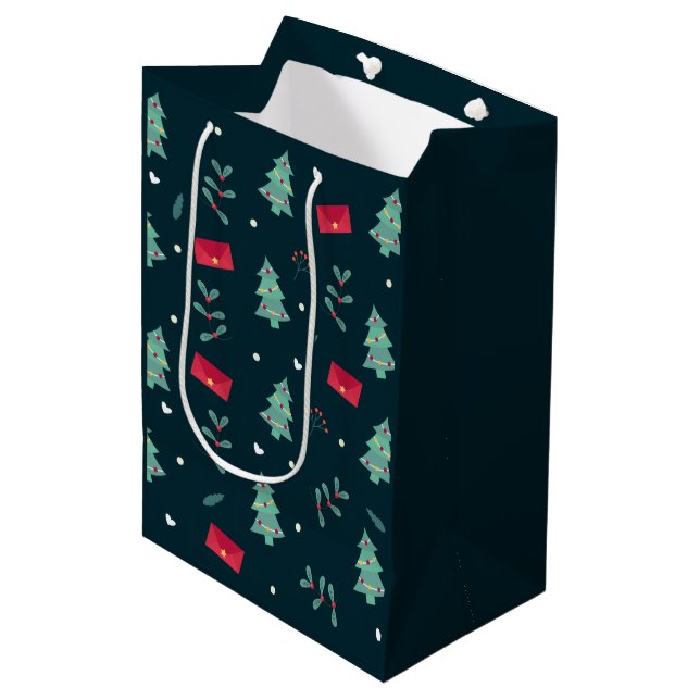 Bolsa De Regalo Mediana Deep Green Christmas Trees Perfect (Angulo Anverso)