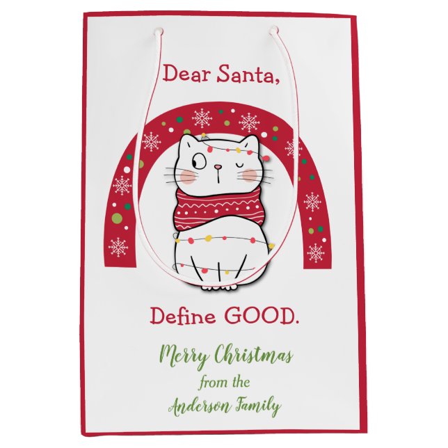 Bolsa De Regalo Mediana Definir a los buenos Navidades Gato travieso arcoi (Anverso)