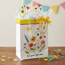 Bolsa De Regalo Mediana Deja que tu luz brille flores y sol