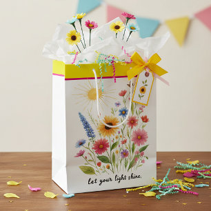 Bolsa De Regalo Mediana Deja que tu luz brille flores y sol