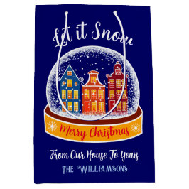 Bolsa De Regalo Mediana Déjenlo que nieve globo aerostático pueblo Navidad