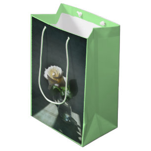 Bolsa De Regalo Mediana Del rosa blanco todavía del simbolismo bolso del