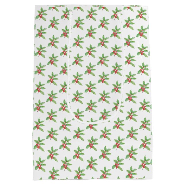 Bolsa De Regalo Mediana Delicadas bayas de Navidad de Holly (Reverso)