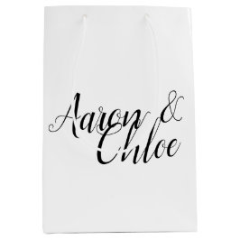 Bolsa De Regalo Mediana Delicado Boda de caligrafía Minimalista