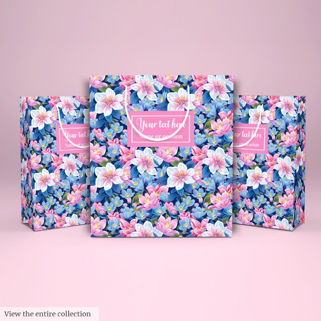 Bolsa De Regalo Mediana Delicado bolso de regalo floral rosa pastel suave (Delicate soft pastel pink floral gift bag wrap)