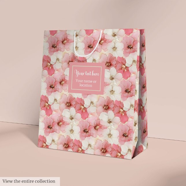 Bolsa De Regalo Mediana Delicate dusty rose and gold monogram gift bag (Delicate dusty rose and gold monogram gift bag wrap)