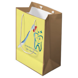 Bolsa De Regalo Mediana Dentid Monograma cepillo de dientes lindo Feliz Di