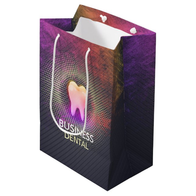 Bolsa De Regalo Mediana Dentista Profesional Clínica Dental Rosa Oro Dient (Angulo Anverso)