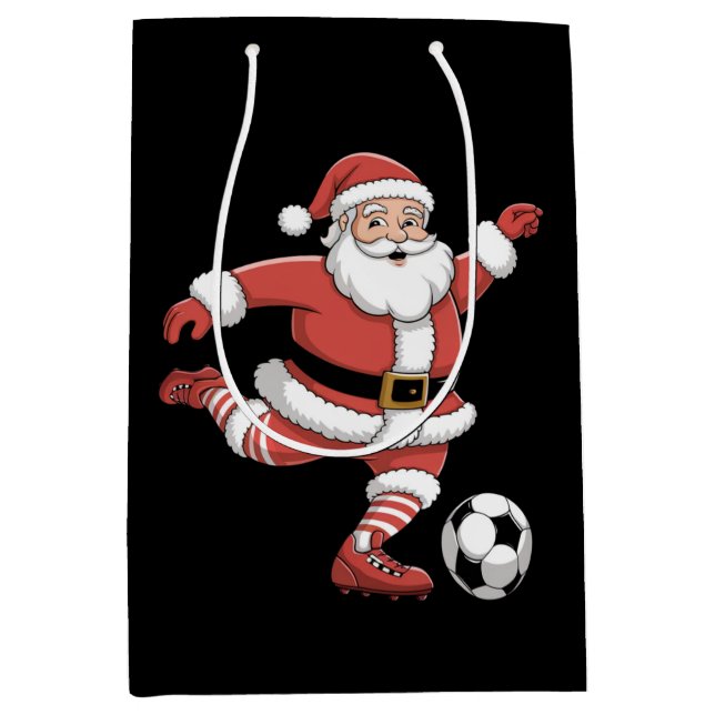 Bolsa De Regalo Mediana Deportes de Navidades de fútbol de Santa Juega (Anverso)