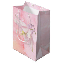 BOLSA DE REGALO MEDIANA DERRAME DE COLUMBINA ROSA DE COLOR DE AGUA