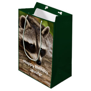 Bolsa De Regalo Mediana Descanso de mapache en un registro