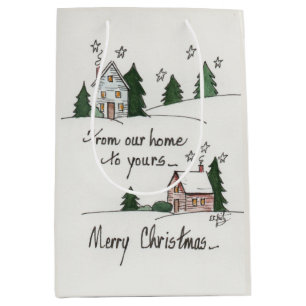 Bolsa De Regalo Mediana "Desde nuestro hogar" Saludo a las Casas Vintage