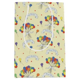 Bolsa De Regalo Mediana Deseos de Cumpleaños - Amarillo Pastel