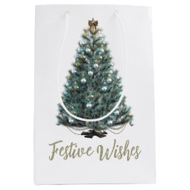 Bolsa De Regalo Mediana Deseos festivos. árbol de Navidad