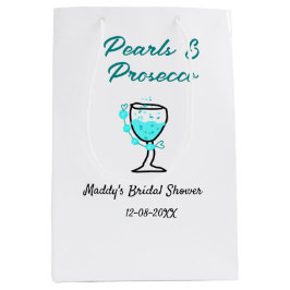 Bolsa De Regalo Mediana Despedida de soltera con perlas y prosecco nombre 