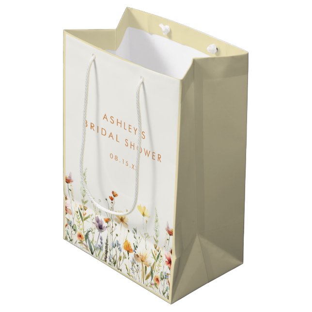 Bolsa De Regalo Mediana Despedida de Soltera de Flor Silvestre Rústica (Angulo Anverso)