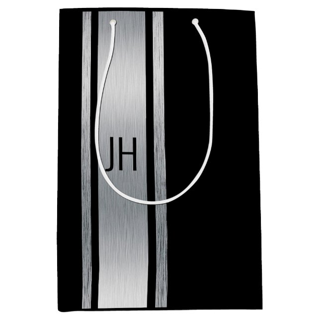 Bolsa De Regalo Mediana Despedida de soltero noble en blanco y negro (Anverso)