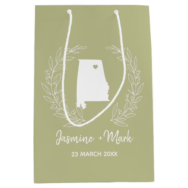 Bolsa De Regalo Mediana Destino de la boda de destino del estatemap de Ala (Anverso)