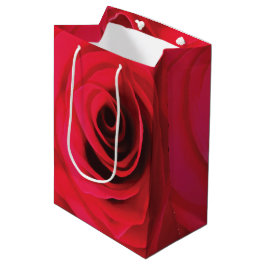 Bolsa De Regalo Mediana Detalle de rosa roja, espiral floral abstracta