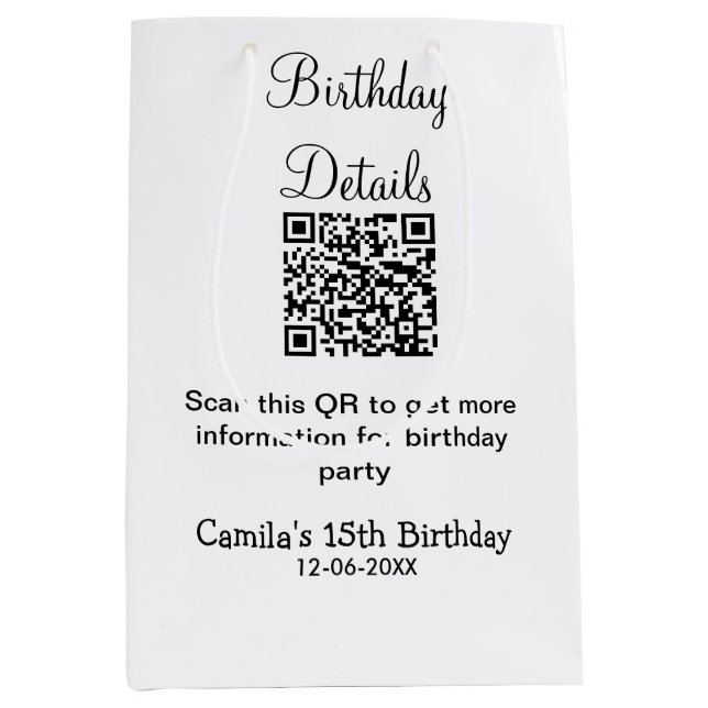 Bolsa De Regalo Mediana detalles de fiesta de cumpleaños modernos escanead (Anverso)