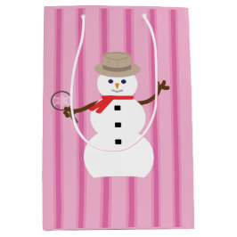 Bolsa De Regalo Mediana Detective de Snowman rosa divertido y divertido