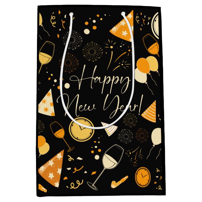 Bolsa De Regalo Mediana Día de Año Nuevo (Anverso)