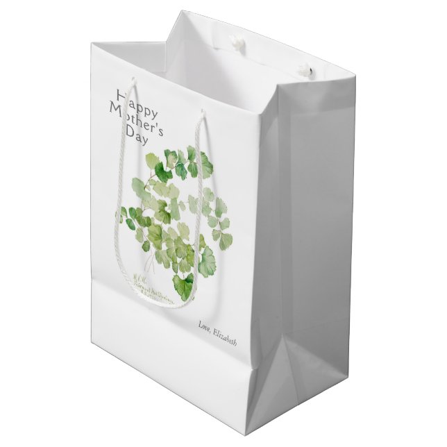 Bolsa De Regalo Mediana Día de la Madre Acuarela Botánica (Angulo Anverso)