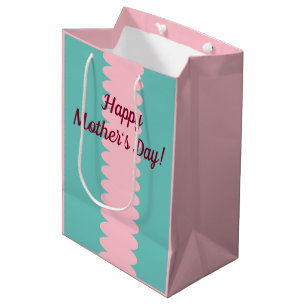 Bolsa De Regalo Mediana Día de la Madre, color rosa, verde azulado, bonit