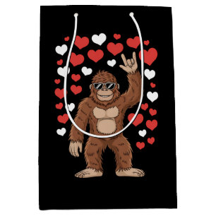 Bolsa De Regalo Mediana Día de San Valentín de Bigfoot Corazones Divertido