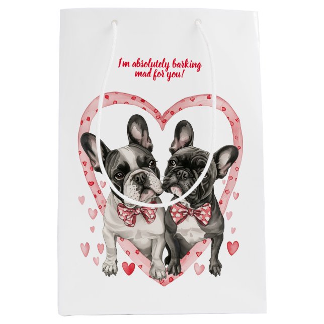 Bolsa De Regalo Mediana Día de San Valentín de Bulldog francés Cita de amo (Anverso)