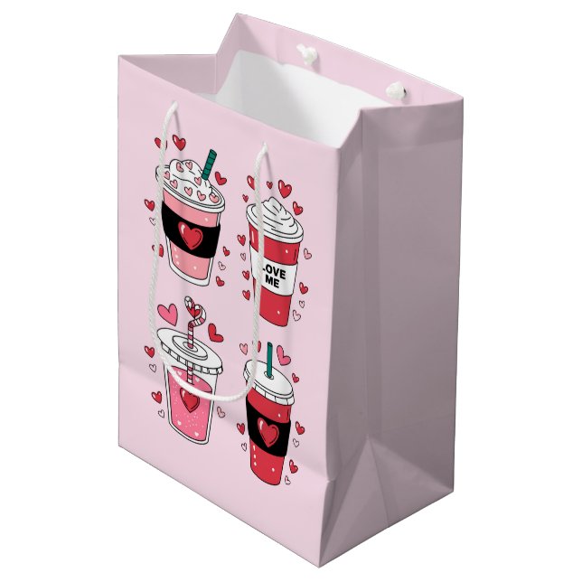 Bolsa De Regalo Mediana Día de San Valentín Latte Coffee Lover (Angulo Anverso)
