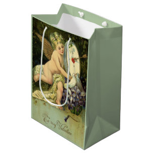 Bolsa De Regalo Mediana Día de San Valentín Victoriano, pájaros de amor án