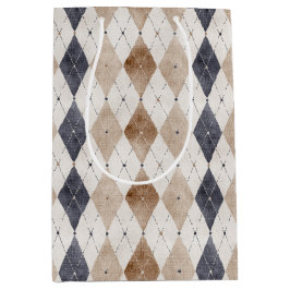 Bolsa De Regalo Mediana Día del Padre Argyle Crema Azul